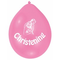 pink christening celebration balloons