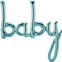 Baby blue script foil balloon