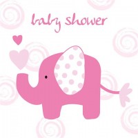 A Pink Elephant Baby Shower Greeting Card