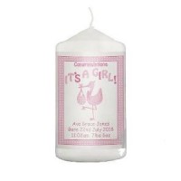 Personalised Stork It's a Girl Candle
