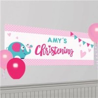 Christening Day Pink Personalised Banner