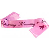 A Yummy Mummy To Be Satin Sash Hot Pink/Black