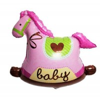 A Pink Rocking Horse Super Shape Foil Balloon