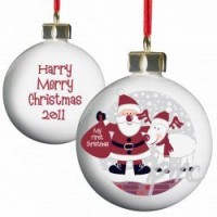 A Personalised Santa & Rudolph 1st Christmas Bauble