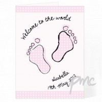 pink personalised footprint card