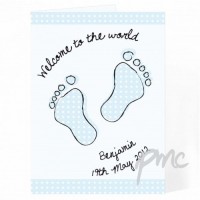 blue personalised foot print card