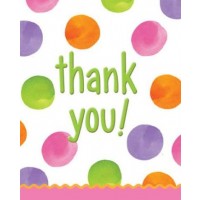 1st Birthday Girl Dots Thank You Card