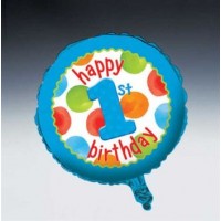 1st Birthday Boy Dots Foil Balloon