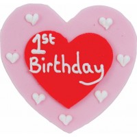 1st Birthday Girl Heart Cake Decoration