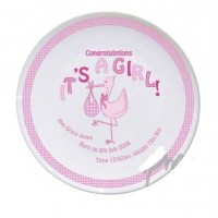 Personalised Stork It's a Girl Plate