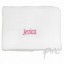 A White Personalised Towel with Pink Emboidery