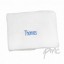 A White Personalised Towel with Blue Embroidery